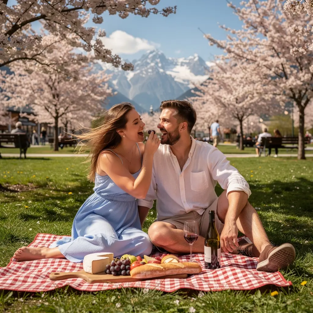 Zwei Hände, die sich zärtlich berühren, während sie auf einer sonnigen Terrasse sitzen.